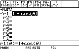 This image shows the Polar Graph Entry screen on a TI-89 calculator